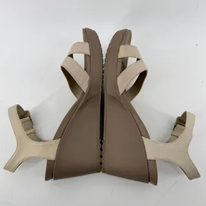 Crocs Leigh II Ankle Strap Wedge Sandal Beige Tan Women 10 Y2K Comfy Beach Vacay thumbnail 6