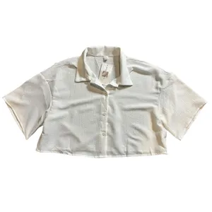 Women's White Buttoned Crop Top Size M thumbnail 4