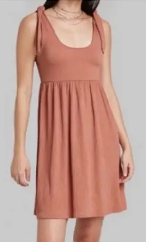 Wild Fable Terracotta Tie Shoulder Babydoll Mini Dress thumbnail 1