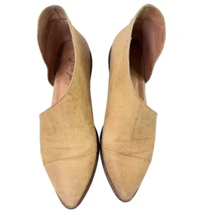 Free People Royale Flats Leather Pointed Toe Cutout Tan Slip On Womens US 6‎ thumbnail 4