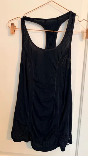 Lululemon No Limits Tank Top Womens 4 Black‎ Racerback Mesh Cinch Hem thumbnail 1