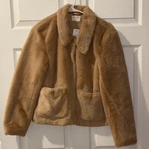 Allie Rose Tan Faux Fur Jacket thumbnail 1