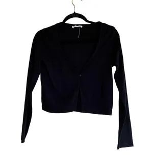 Zara Nwt Black Ribbed One Button Closure Cardigan Bloggers Fav Large thumbnail 4