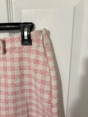 Zara pink and white checkered gingham mini skort thumbnail 4