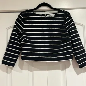 Elizabeth and James Jayren Crop Top Black White Stripe Womens‎ medium thumbnail 3