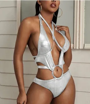 One Piece Swimwear Silver Size M thumbnail 1