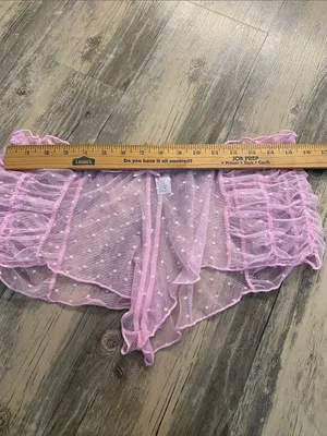 Carrie Amber Sheer Swiss Dot Ruched Bubblegum Pink Cami Shorts Set Size Large thumbnail 12