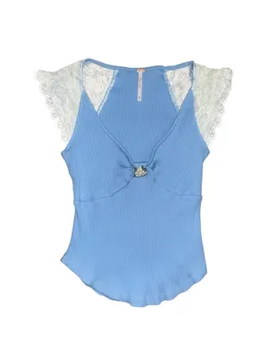Free people blue let’s talk baby tee thumbnail 2