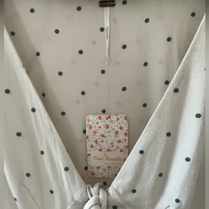 Free People All Yours Polka Dot Tie-Front Mini Dress White Black Size 6 NWT thumbnail 9