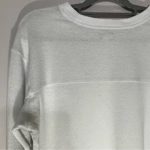aerie crewneck cropped distressed white athletic sweater cotton blend thumbnail 6