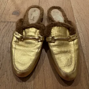 Danica Gold Fuzzy Slip On Mules thumbnail 1