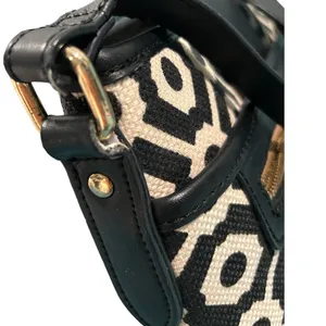 Spartina Convertible Crossbody Bag in Black/White Seagrass Fabric/leather trim thumbnail 5