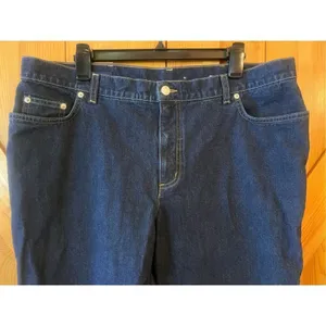 Land’s End Womens Sz 18 Dark Wash Blue Jeans Straight Leg Denim (1491) thumbnail 2