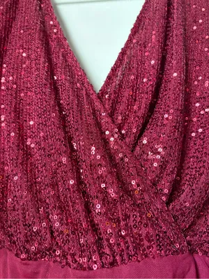 Lulus Burgundy Sequin Surplice Bodysuit Sleeveless Party Top Size M thumbnail 9