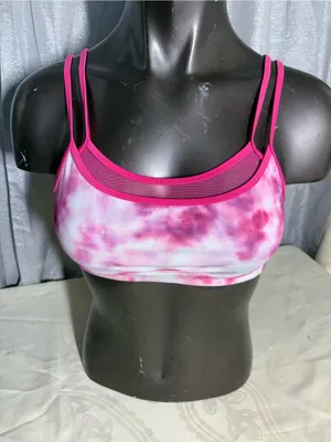 Good American Pink Tie-Dye Double-Strap Sports Bralette thumbnail 1