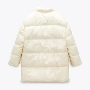 ZARA Water Repellent Puffer Padded Jacket Coat w/ Hidden Button Shinny White New thumbnail 12