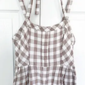 Free People Zuzu Seersucker Wide Leg Crop Jumpsuit Natural Gingham Cottagecore thumbnail 4