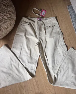 Edikted Cream Flared Jeans with Stud Trim thumbnail 1
