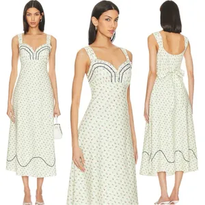 Free People Dainty Western Prairie Sweet Hearts Midi Dress in Ivory Combo Medium thumbnail 9