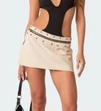 Edikted Studded Zip Mini Skirt thumbnail 1
