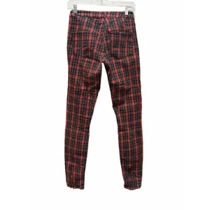 Maison Scotch Red Plaid Punk Goth Biker Skinny Pants Women's Size 27 Soda S&S thumbnail 2