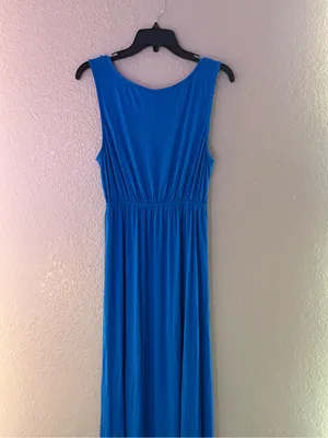 NEW White Mark Royal Blue Crochet Maxi Dress M Boho Stretchy Summer Sleeveless thumbnail 8