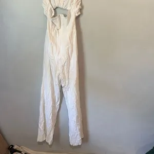 SNDYS Revolve White Jumpsuit Open Front Wide Leg Small 100% Cotton #1000 thumbnail 7