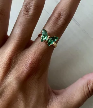 NWOT altar d’state green butterfly rhinestone gold ring thumbnail 2