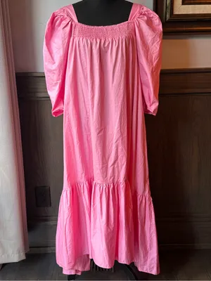 H&M Pink Puff-Sleeve High-Low Maxi Dress large thumbnail 5