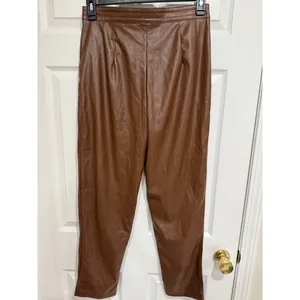 Princess Polly‎ Vegan Leather Pleated Pants Brown Tapered High Waist Sz 8 thumbnail 3