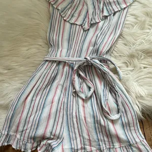 AMERICAN EAGLE V-Neck Ruffle Striped Romper thumbnail 4