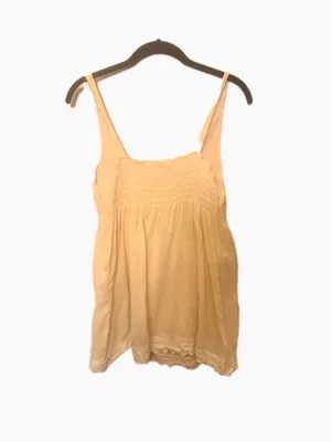Y2K Vintage Womens Cream Lace-Trim Square Neck Babydoll Tank Top thumbnail 3