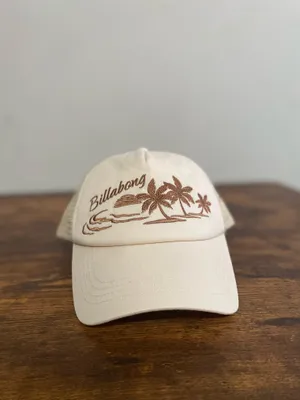 Billabong Cream Trucker Hat with Brown Palm Embroidery thumbnail 2