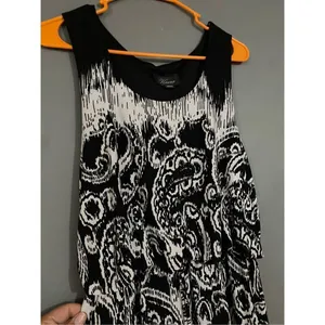 Kiara Black White Paisley Print Sleeveless Maxi Dress Faux Tie Size Large thumbnail 3