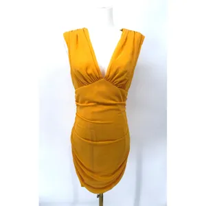 New! Amanda Uprichard Marigold Ruched Deep V‎ Mini Dress Size Small thumbnail 3