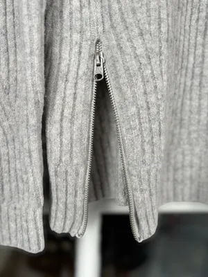 Abercrombie & Fitch Women's Small Oatmeal Wool Blend Mockneck Sweater Dual Zip thumbnail 7