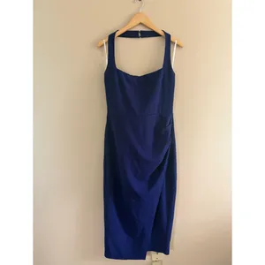 Lulus Prominent Charm Navy Halter Bodycon Tulip Midi Dress Size XL Cocktail thumbnail 4