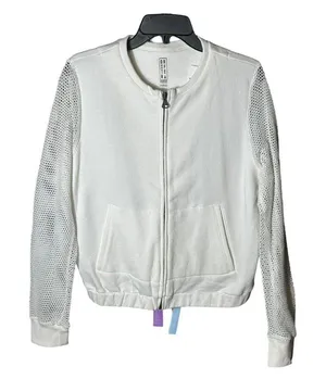 Drifter Jacket Size Women’s‎ L White Full Zip With Fishnet Sleeves EUC #G3-5 thumbnail 1