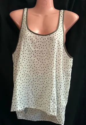 aerie Women’s White & Brown High Low Star Tank Top Sleeveless Blouse SZ MD NWT thumbnail 1