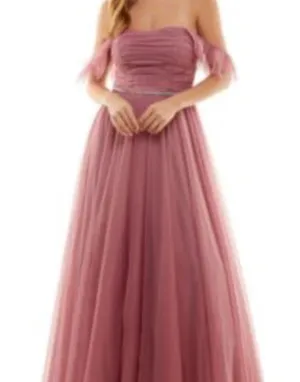 City Studio Womens Juniors Ruched Embellished Evening Dress Prom Mauve Pink 3 thumbnail 1