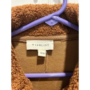 Wishlist Rust Brown Teddy Sherpa‎ Shacket Button Front Fleece Jacket Womens S/M thumbnail 5