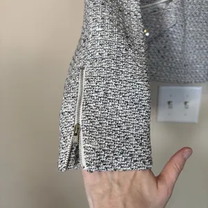 Banana‎ Republic Tweed Jacket Fringed Gray White Luxury Cocktail Office Womens 4 thumbnail 3