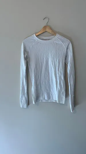 Lululemon White Rest Less Pullover Floral Jacquard Thumbhole Long Sleeve Top Siz thumbnail 2