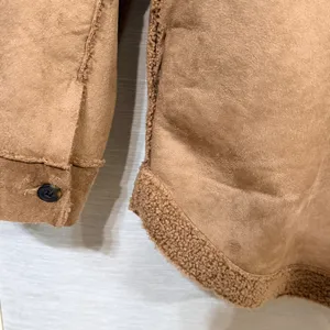 Maurices Womens Brown Faux Suede Sherpa Lined Shacket Jacket Large L thumbnail 6