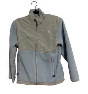 The North Face Denali Fleece Jacket Light Blue Grey Full Zip Girls Large L 14/16 thumbnail 1