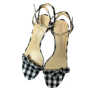 Sole Society Avrilie gingham‎ knot strappy heels thumbnail 3