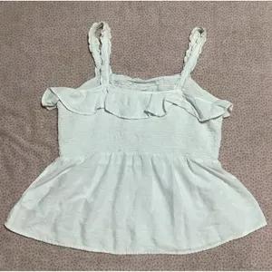 Old Navy White Tiered Eyelet Lace Summer Fairycore Ruffle Milkmaid Blouse‎ L thumbnail 6