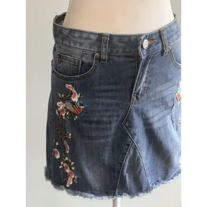 Embroidered Floral Birds Chelsea & Violet Boho Denim Mini Skirt size S Boho Y2k thumbnail 5