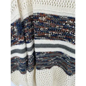 Chicsoul‎ Womens 2X Cream Brown Striped Knit Pullover Sweater Chunky Cozy Casual thumbnail 7