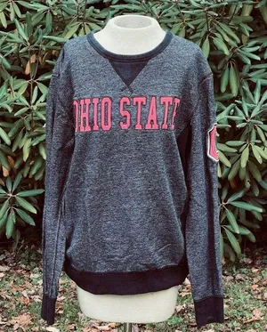 Colosseum Athletics Women's L Embroidered Gray OSU Ohio State Buckeyes Sweatshirt Vintage Look thumbnail 1
